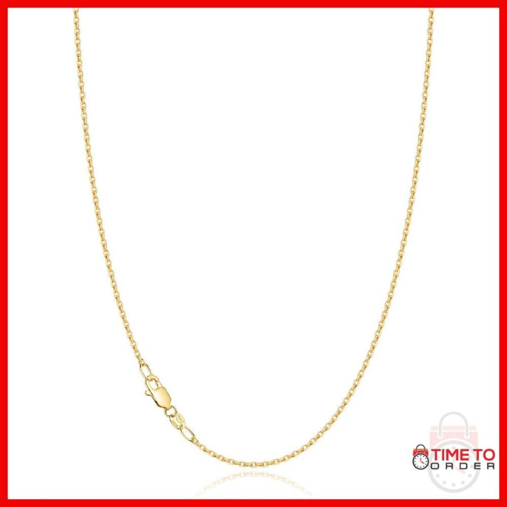 Thin Dainty 18K Gold Plated Sterling Silver Cable Chain Necklace 18 Inch